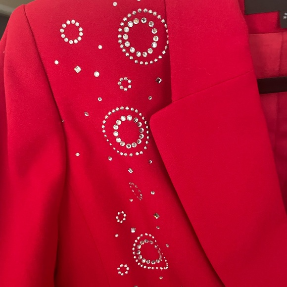 Eva Polini Couture - Blazer - Jacket w/rhinestones -red slightly longer jacket 6 - Picture 6 of 7